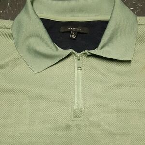Tahari Men’s Pastel Green Zip Polo in Pale Green